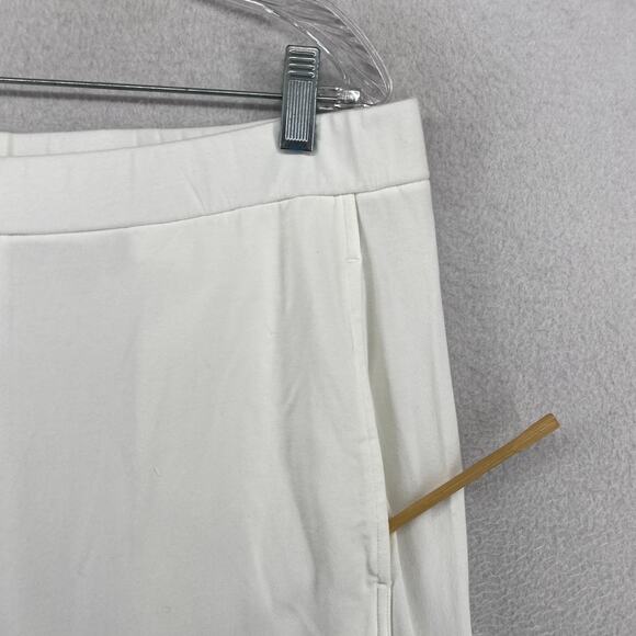 EILEEN FISHER Pants L Stretch Organic Cotton Jersey Carrot Tapered Ankle White - Picture 6 of 13